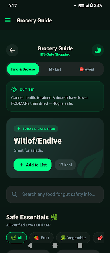 Grocery Guide screen